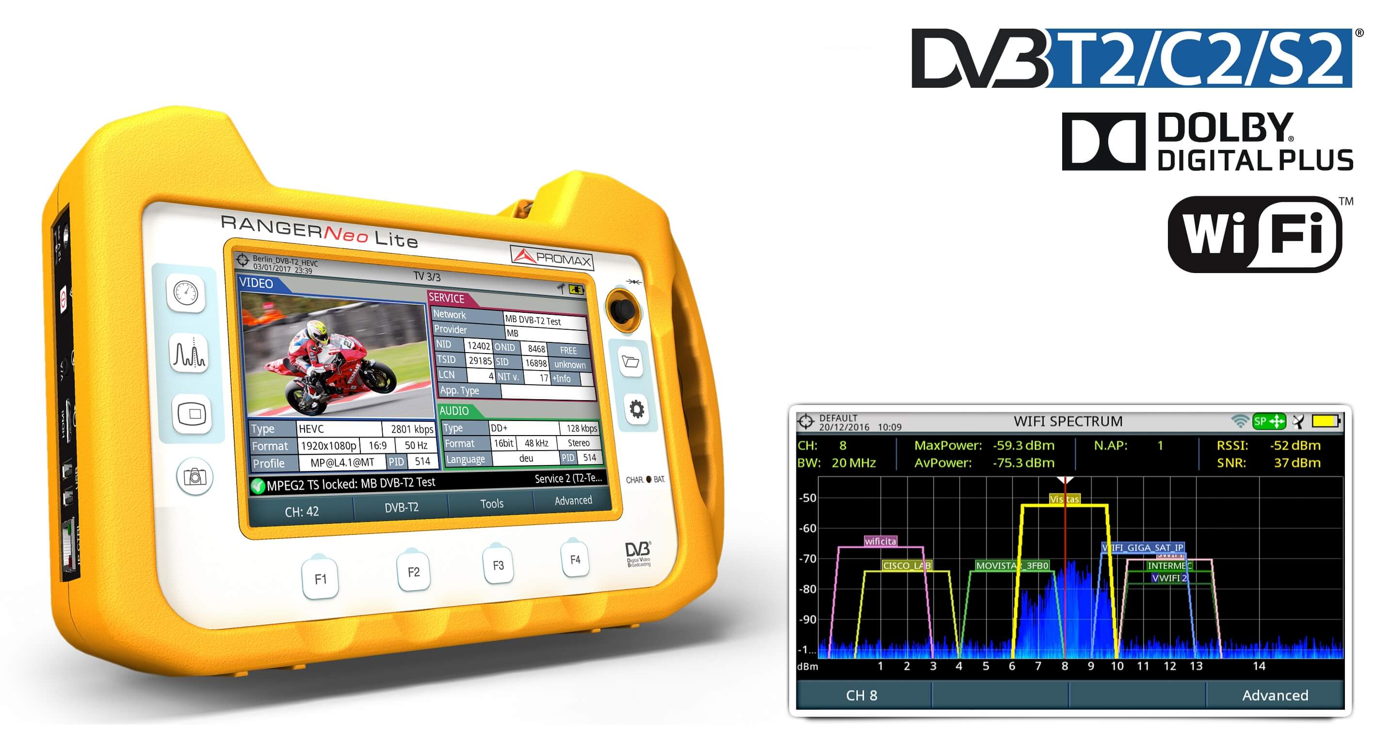 RANGER Neo Lite: Multi-function TV and Satellite spectrum analyzer /WIFI analyse